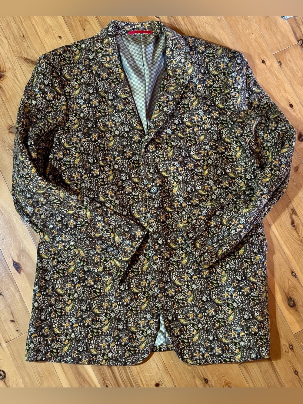 Alan Flusser Paisley Corduroy Sport Coat Blazer Brown Sz LARGE Preppy NWOT